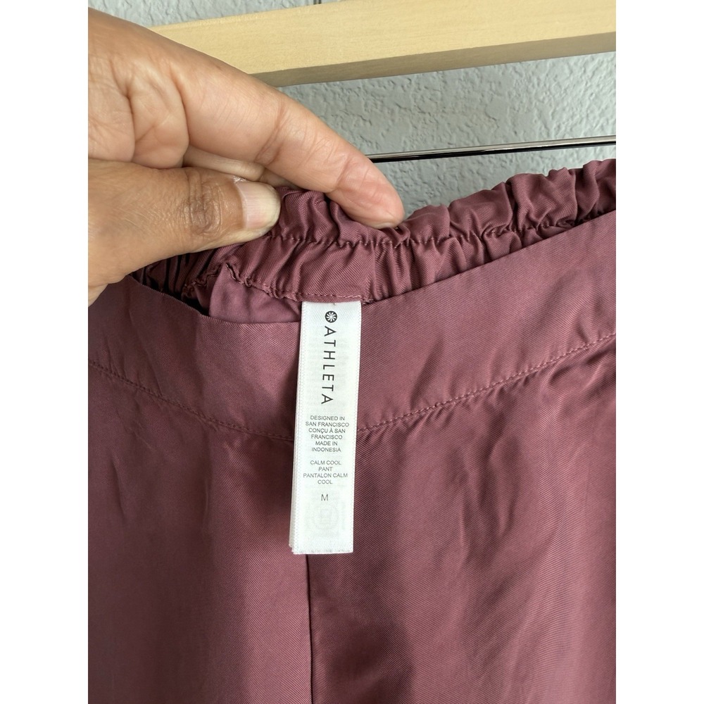 Athleta Calm Cool Pant Women's M Rose Pink Wide Leg Breathable Lightweight Silky - Picture 8 of 11